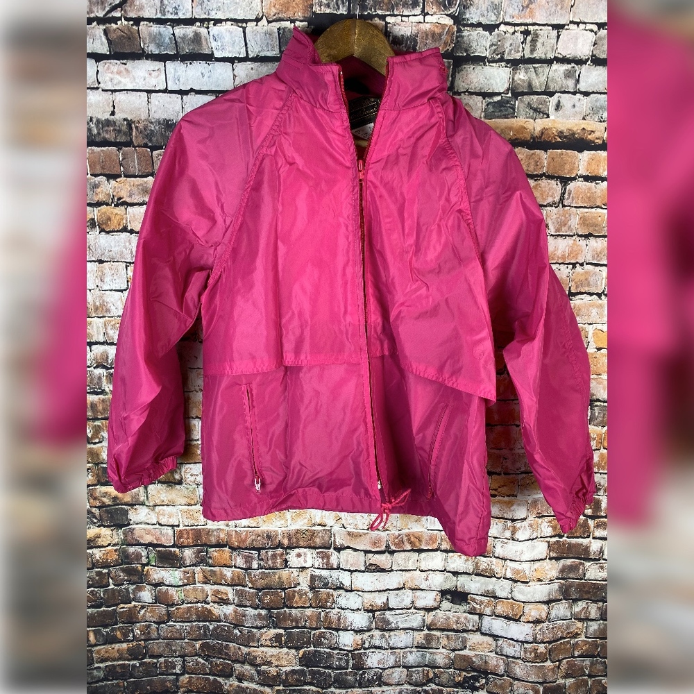 Eddie Bauer Pink Windbreaker With Zip Away Hood